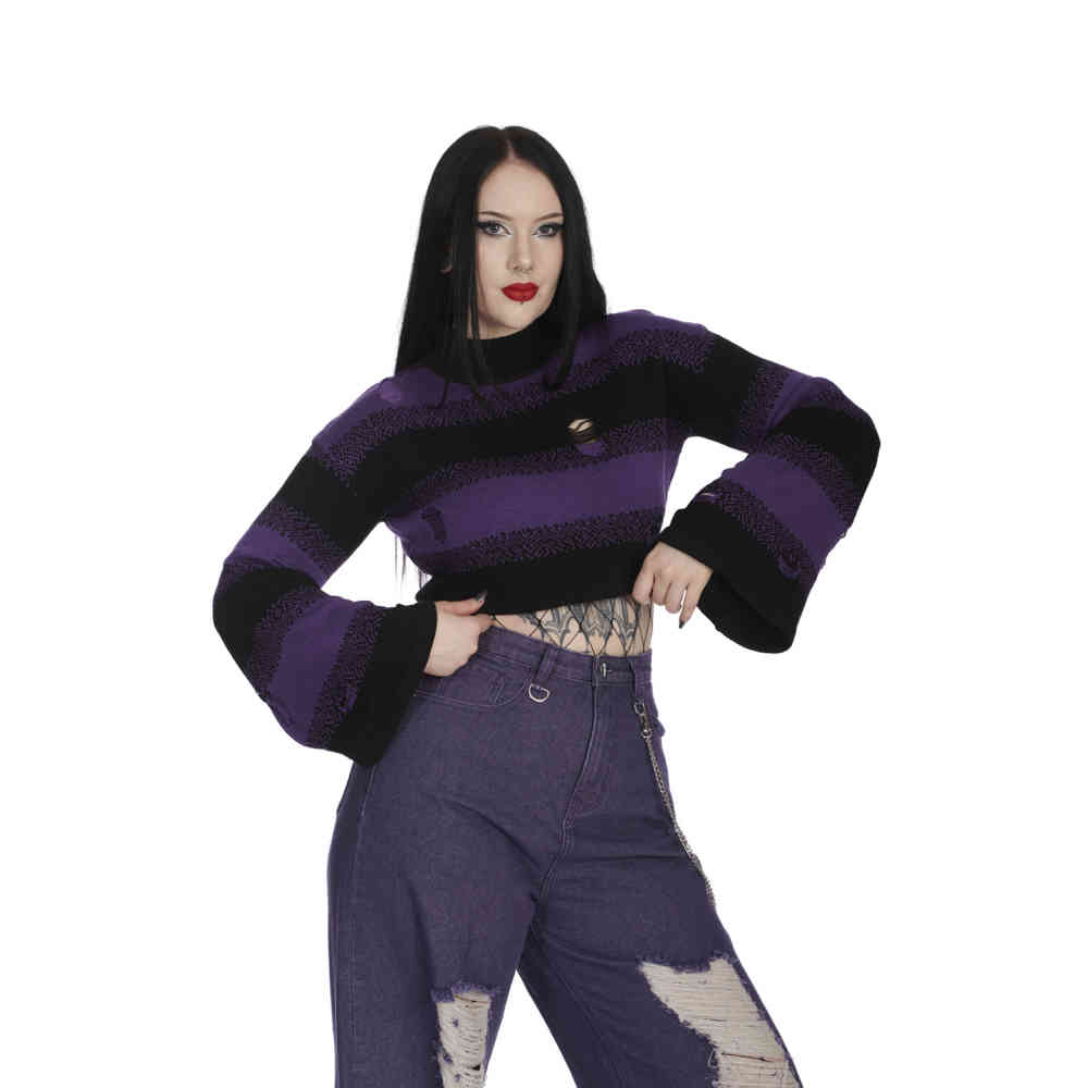 Banned - Candyfloss Gebreide trui - Paars/Zwart